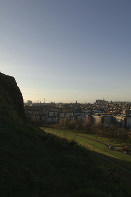 Holyrood Park looking towards Edinburgh Castle