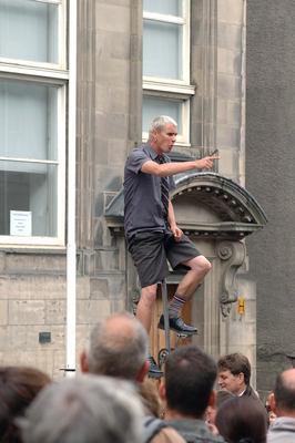 Unicyclist, Royal Mile during the Edinburgh Festival