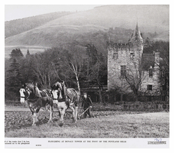 Ploughing at Bonaly Tower at foot of the Pentland Hills