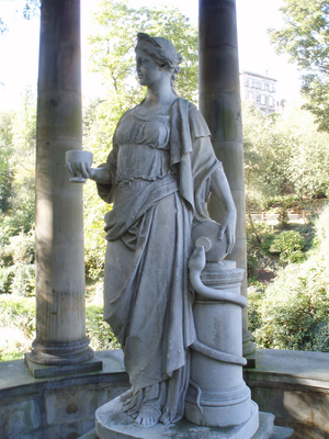 Statue of the goddess Hygeia in St Bernard's Well