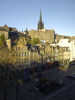 View of Grassmarket and the Hub