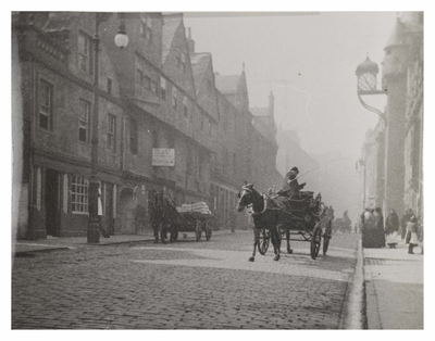 Horse drawn trap near Canongate Tolbooth