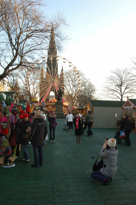 Stalls and customers at the Winter Wonderland