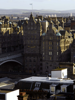 View of North Bridge and old Scotsman building 