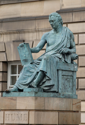Statue of David Hume outside Sheriff Court
