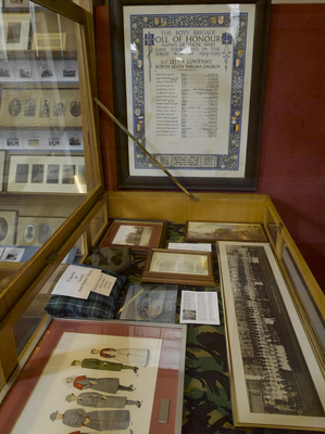 Display case with Roll of Honour, Leith Library