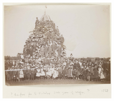 Bonfire for Queen Victoria's 21st year of reign