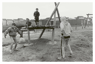 Boys playing in playground, Wester Hailes