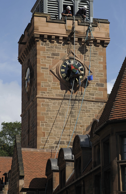 Clock tower at Well Court