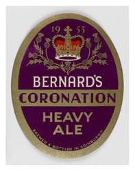 T & J Bernard's Coronation Heavy Ale label
