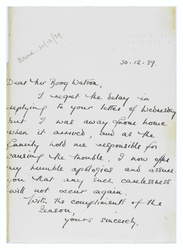A letter dated 1939, in reply to Boog Watson