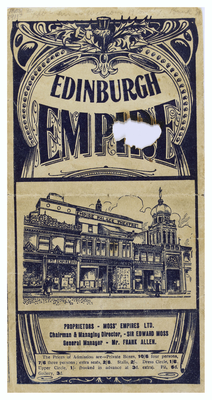 Empire Theatre programme 8.5.1911(front cover)