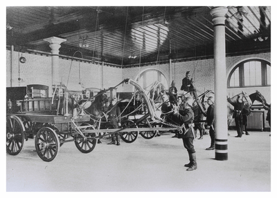 Horse-drawn appliances in the engine room at Lauriston 