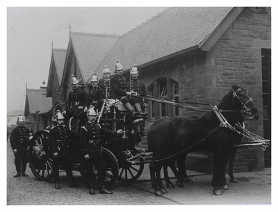 Angle Park Fire Brigade crew and horse drawn appliance 