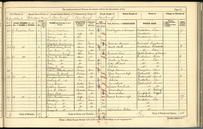 Page from 1881 Census, Parish of St Cuthbert, Edinburgh