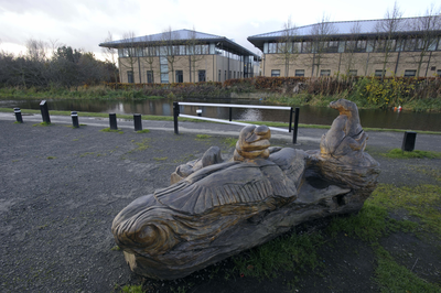 Union Canal at Wester Hailes  and public art sculpture