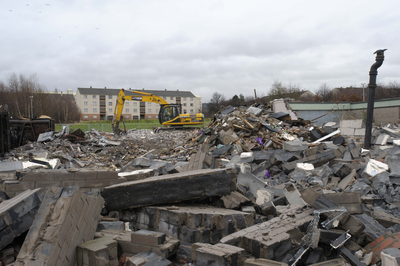The demolition Of Dumbryden Primary Schoo