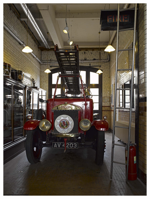 Early fire engine photographed in the Museum of Fire