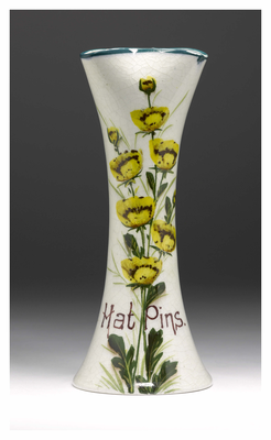 Hat Pin Vase With Buttercup Decoration.
