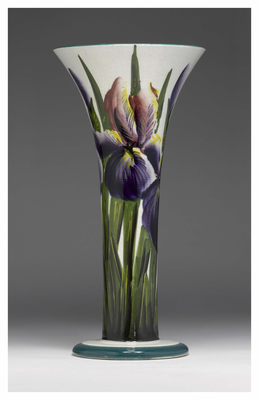 Vase With Iris Flower Decoration.