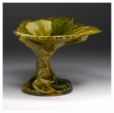 Pedestal Dish In The Shape Of A Leaf.