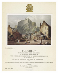 Luncheon Menu from the International Festival, 1952