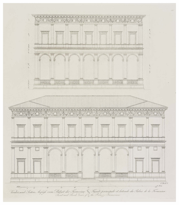 Palazzo Farnese, front and side elevations
