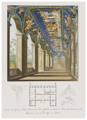Palazzo Farnese, perspective view of the loggia
