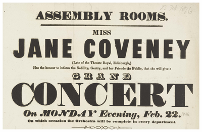 Advert for Grand Concert given by Miss Jane Coveney