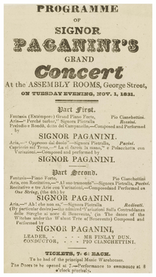 Programme of Signor Paganini's Grand Concert 