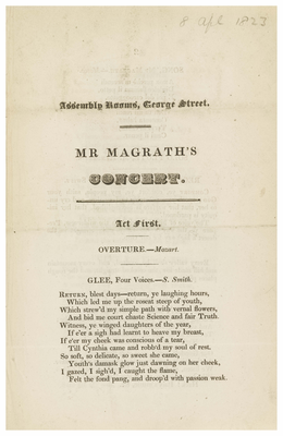 Programme for Mr Magrath's Concert, front page