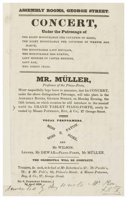 Programme for concert by Mr Muller, Assembly Rooms, Geo
