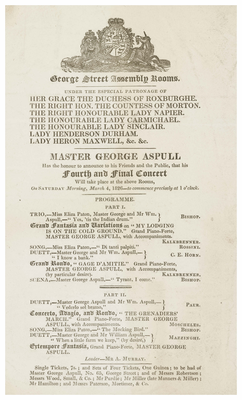 Programme of concert by Master George Aspull