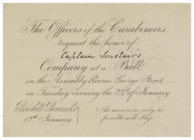 Invitation to a ball held at Assembly Rooms