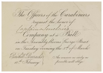 Invitation to a ball held at Assembly Rooms 