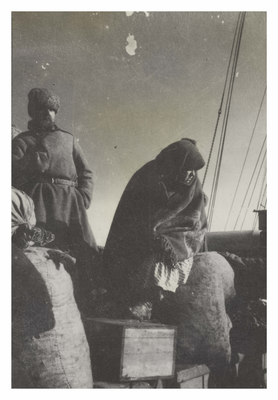 Refugees on board barge