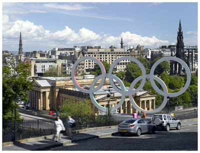 The Olympic Rings looking towards Princes Street 