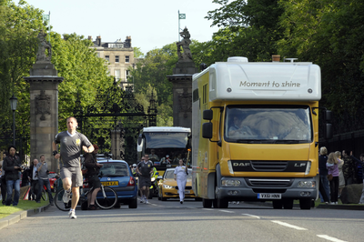 Olympic Torch Relay Runner outside Holyrood Palace