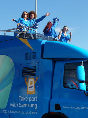 Samsung advertising vehicle in Olympic Torch Relay