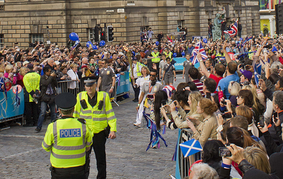 Crowds gathered to watch the Olympic Torch Relay