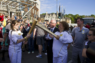 Olympic Torch Relay handover at the Scottish Parliament