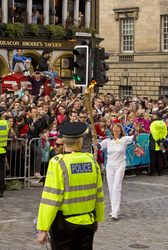 Crowds gathered to watch Olympic Torch Relay