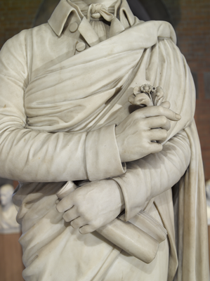 Details of Robert Burns statue at the SNPG