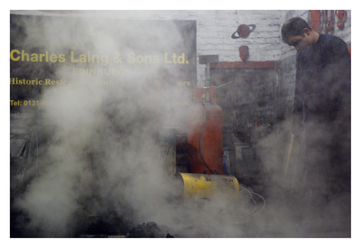 Steam rising from the moulds