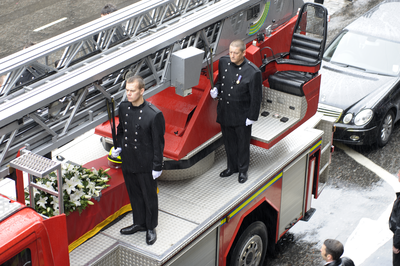 Firefighters at the funeral of Ewan Williamson