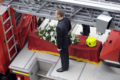 Firefighters at the funeral of Ewan Williamson
