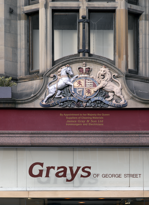 Royal Coat of Arms above Grays of George Street