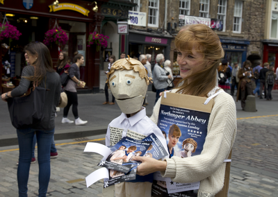 Handing out flyers, High Street, Edinburgh Fringe