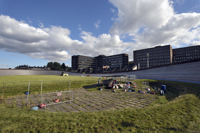 The pit area of Meadowbank Velodrome