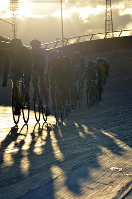 Track cyclists, Meadowbank Velodrome